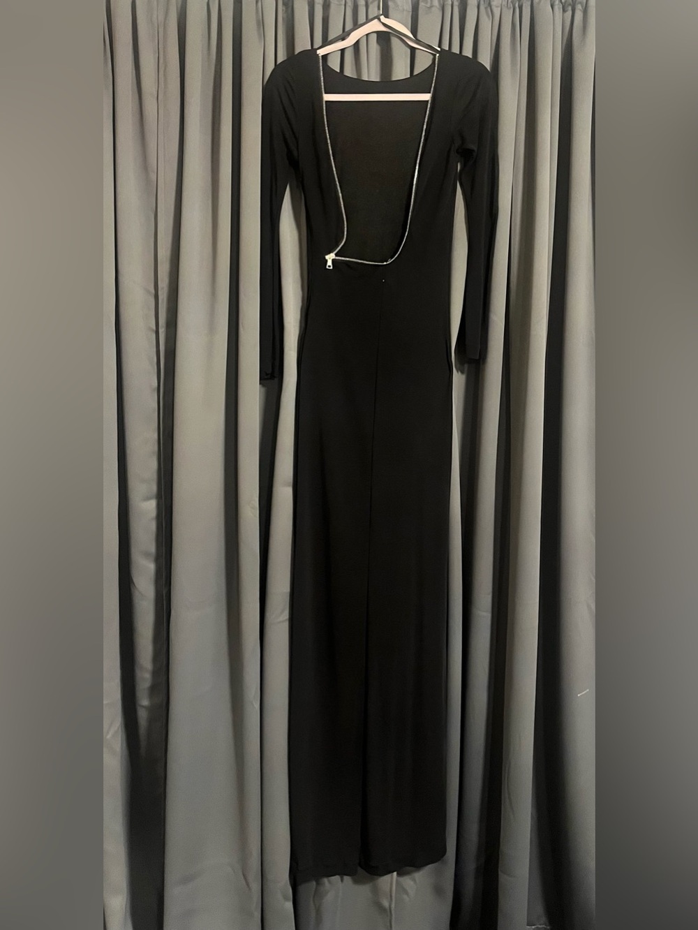 bebe Black Long-Sleeve Floor-Length Gown